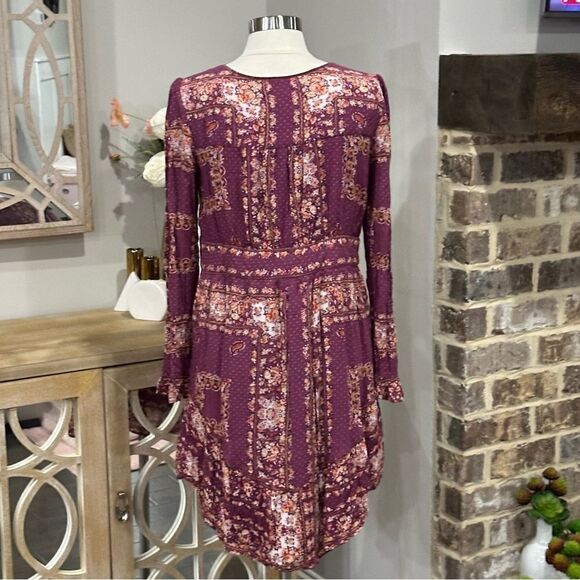 FREE PEOPLE Women’s Bridgette Mini Dress in Berry Combo in the Size Large - Picture 12 of 16